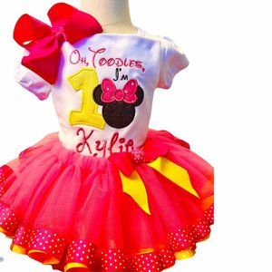Minnie Mouse Embroidered Birthday Shirt and Tutu